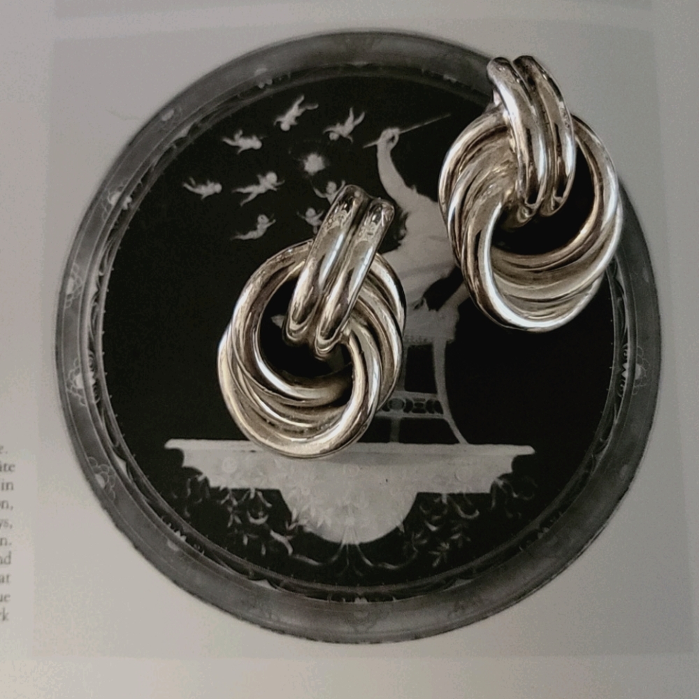 Large vintage sterling silver earrings